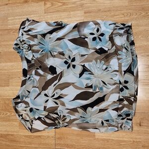 Dressbarn aqua and brown floral top sz 18/20